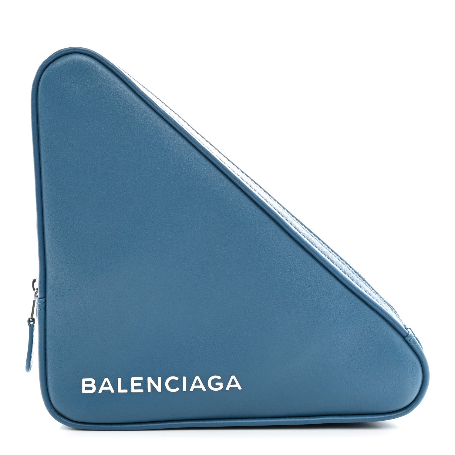 Calfskin M Triangle Pouch Bleu Persan