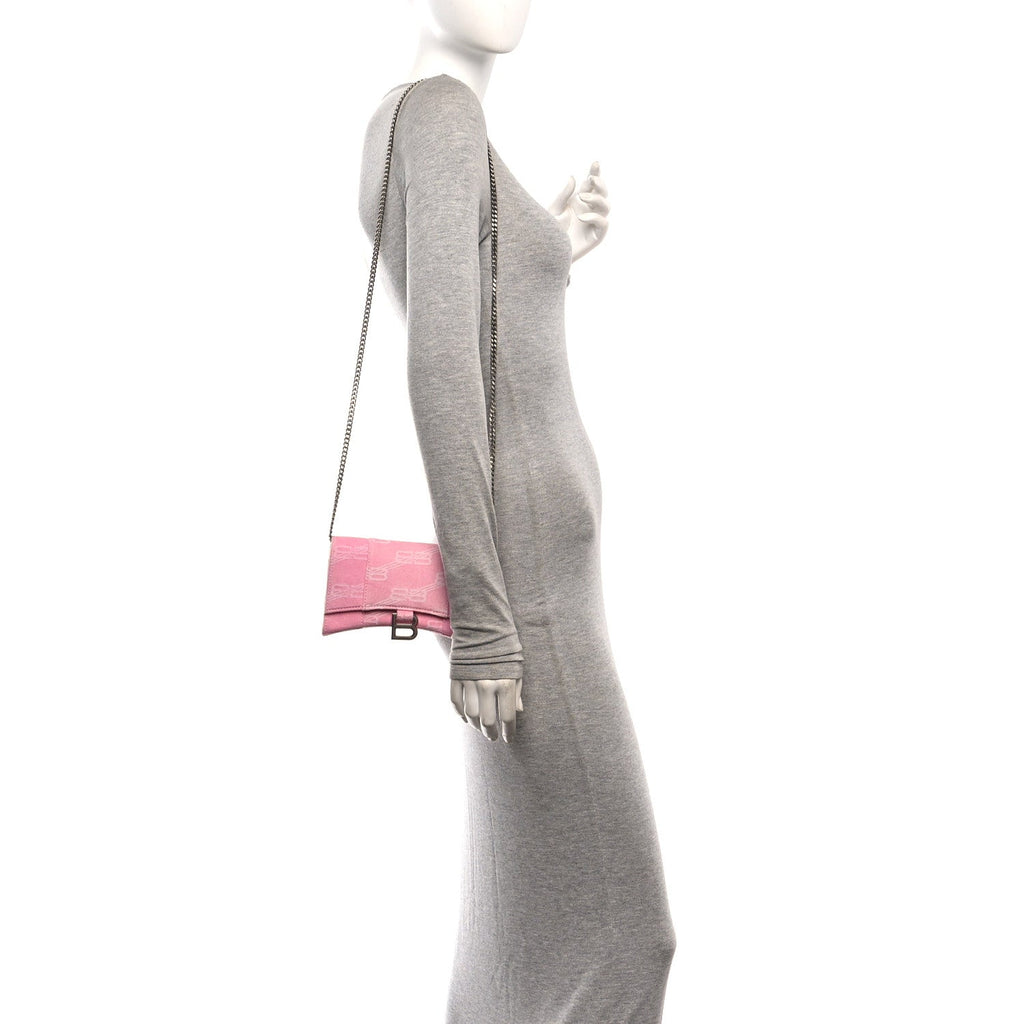 Denim XS Hourglass Wallet On Chain Pink