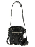 Le Cagole Men Black Lamb Leather Crossbody Bag