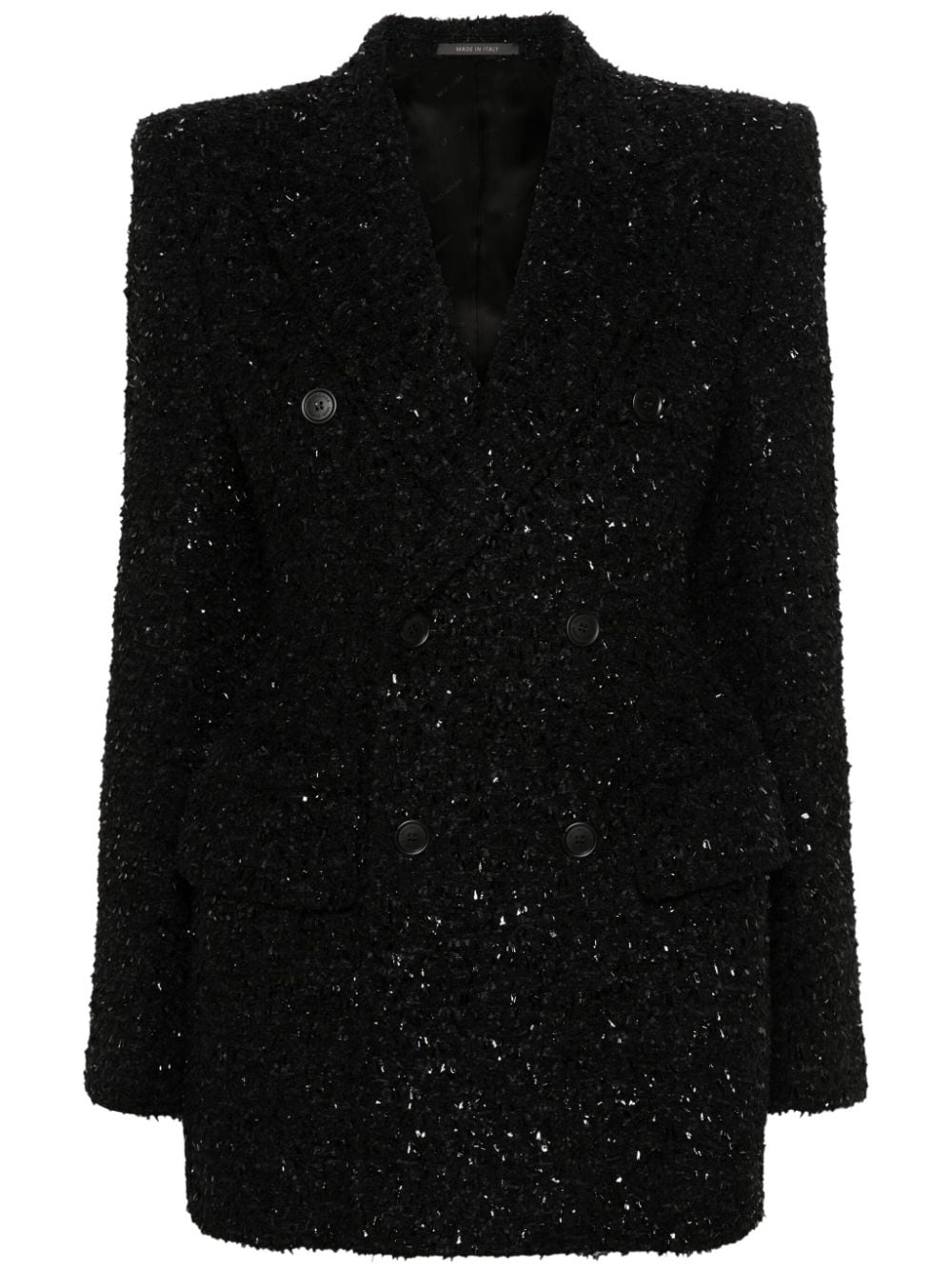 Balenciaga Women's Hourglass Tweed-Texture Padded-Shoulder Wool-Blend Blazer