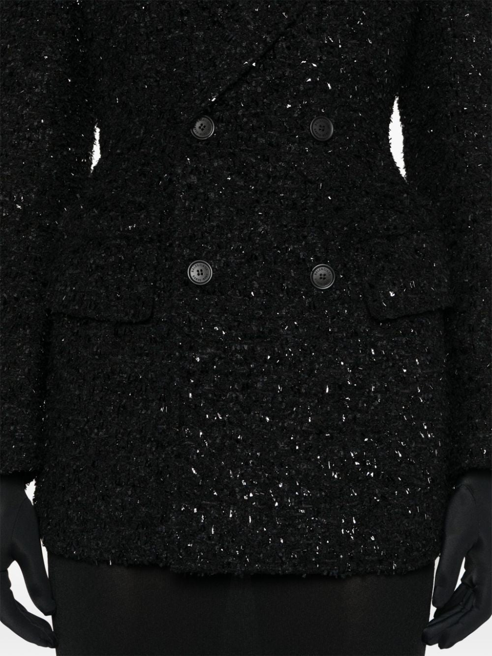 Balenciaga Women's Hourglass Tweed-Texture Padded-Shoulder Wool-Blend Blazer