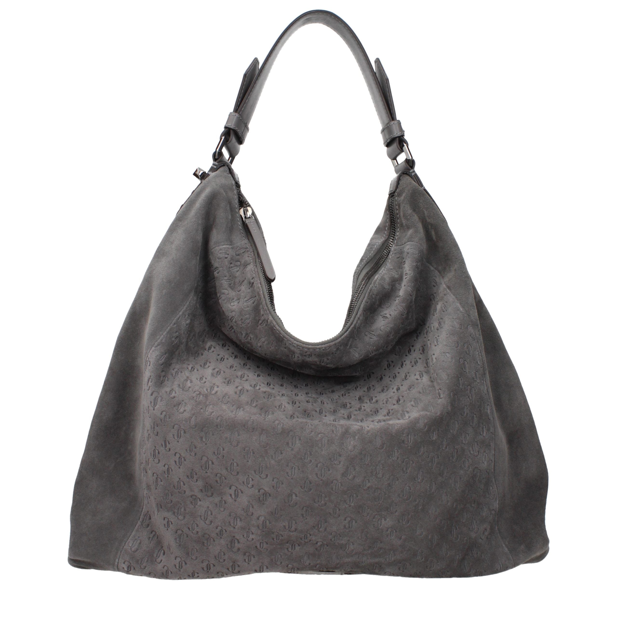 Gray Suede Shoulder Bag