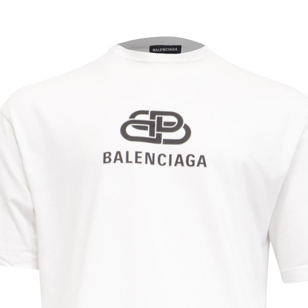 Balenciaga Interlocking BB Logo-Print T-Shirt in White Cotton women