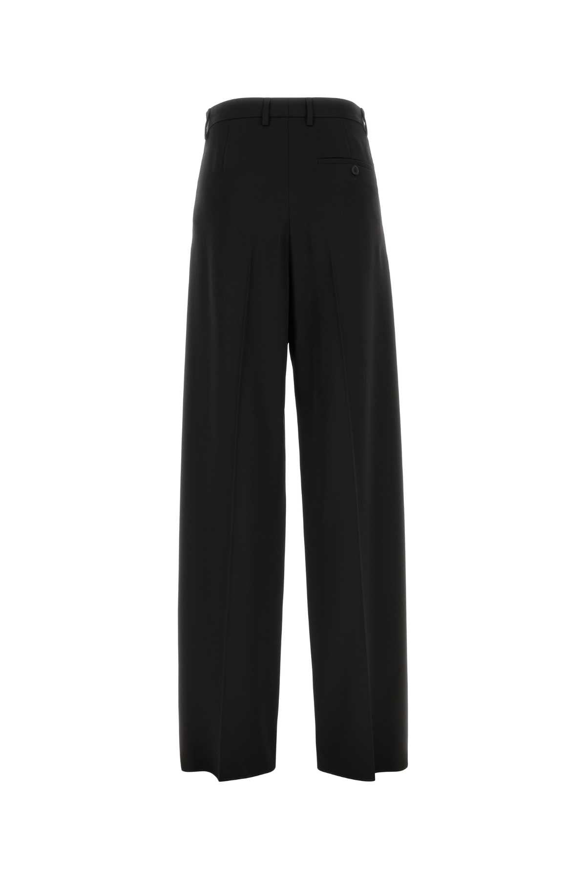 Balenciaga Women Black Wool Wide-Leg Pant