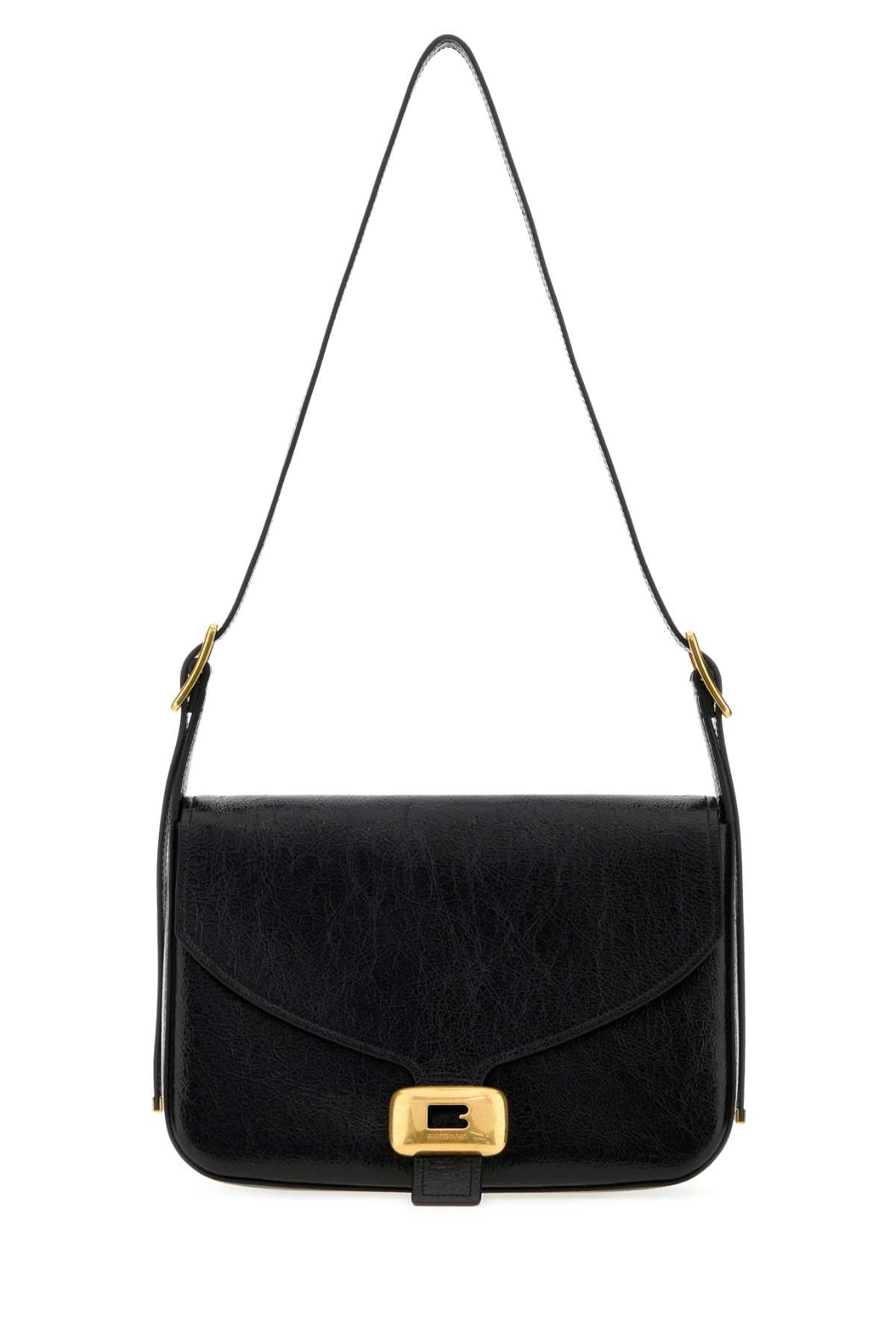Balenciaga Women Black Leather Medium Clicca Shoulder Bag