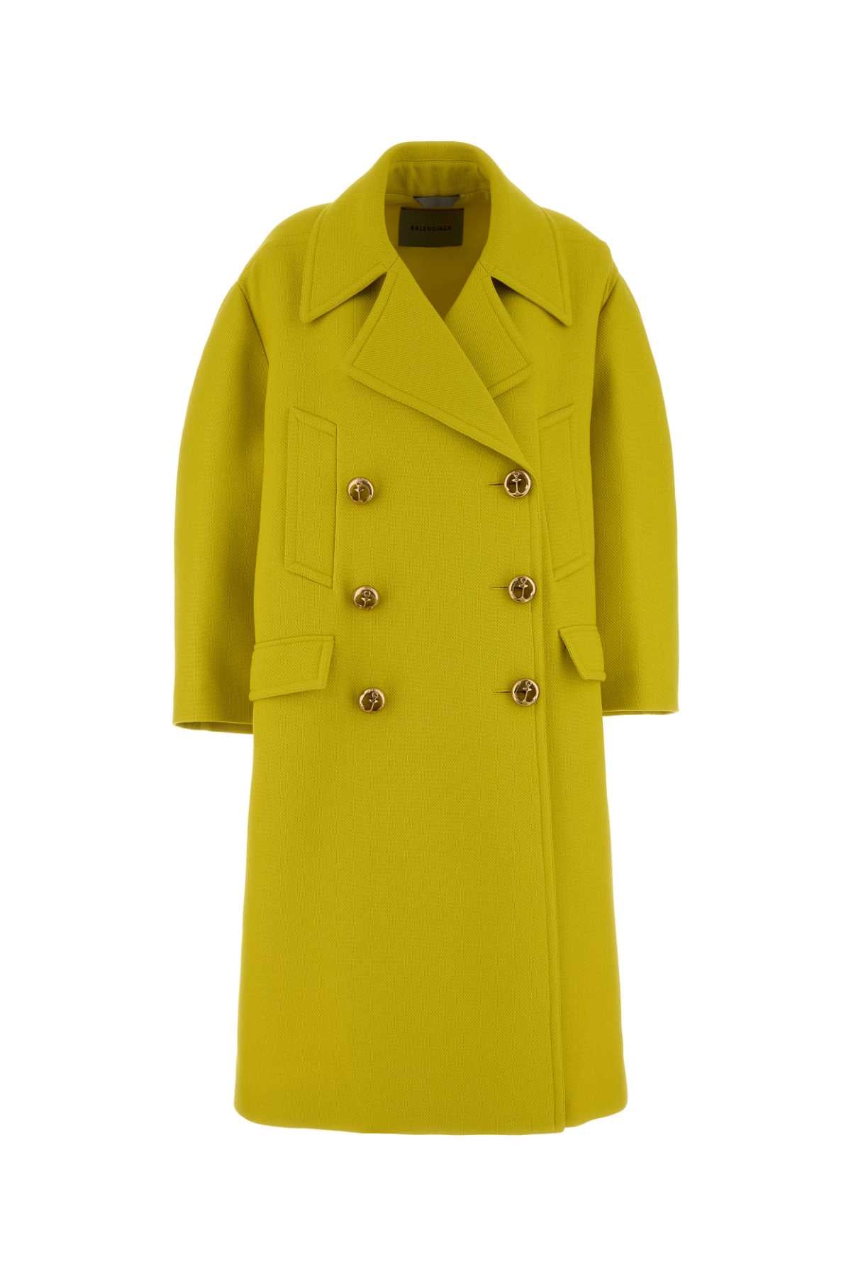 Balenciaga Women Yellow Wool Coat