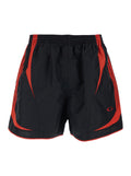 Balenciaga Men Black Tech Fabric Shorts With Elastic Waist And Logo On Front And Back For Men