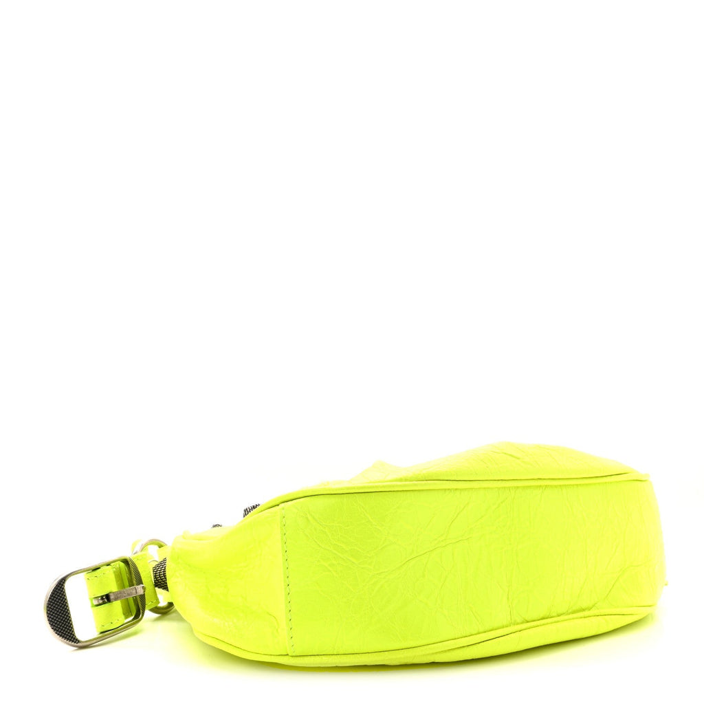 Agneau Arena Le Cagole Shoulder Bag XS Fluo Yellow