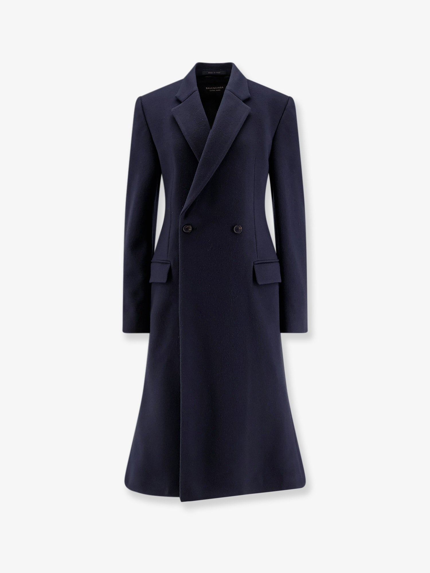 Balenciaga Women Godet Midi Double-Breasted Wool Coat