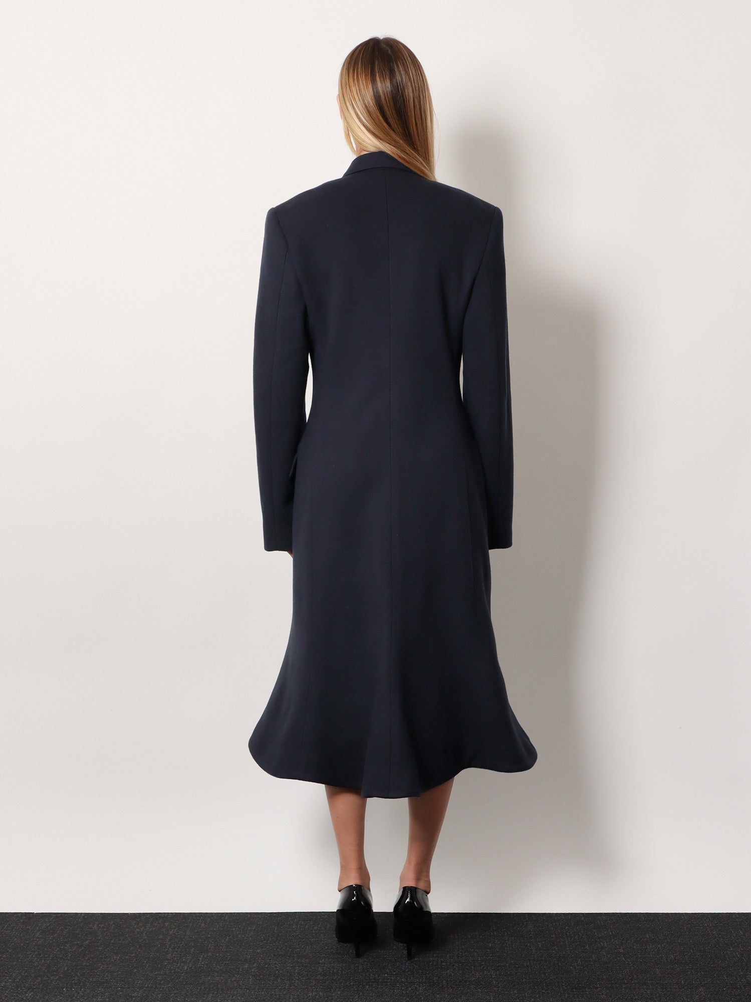 Balenciaga Women Godet Midi Double-Breasted Wool Coat