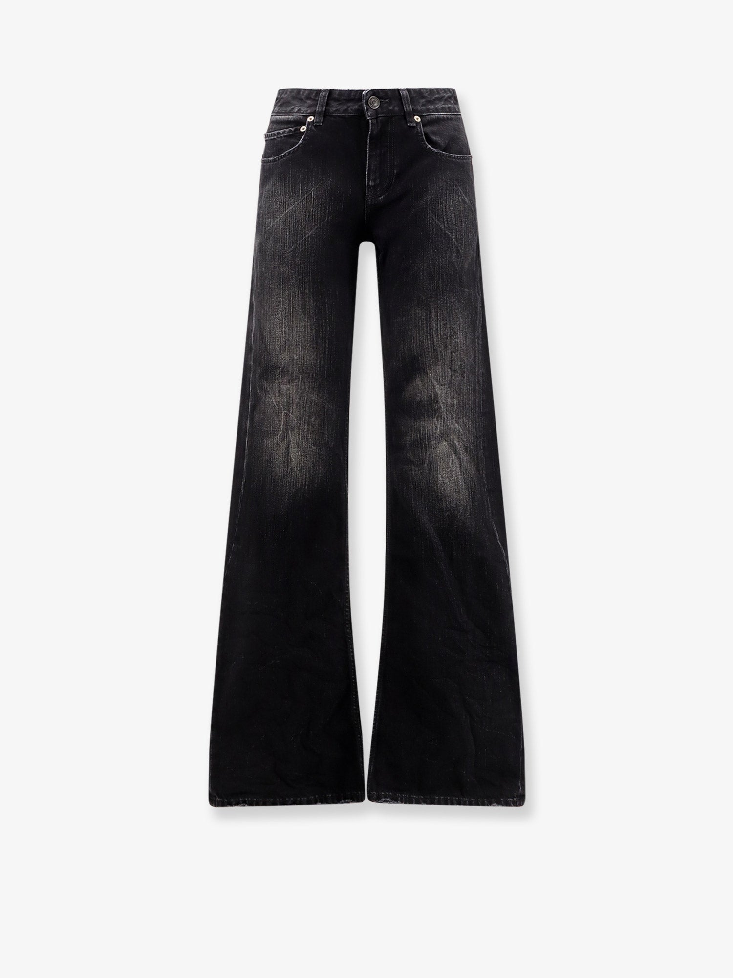 Balenciaga Women Wide Leg Black Denim Trousers