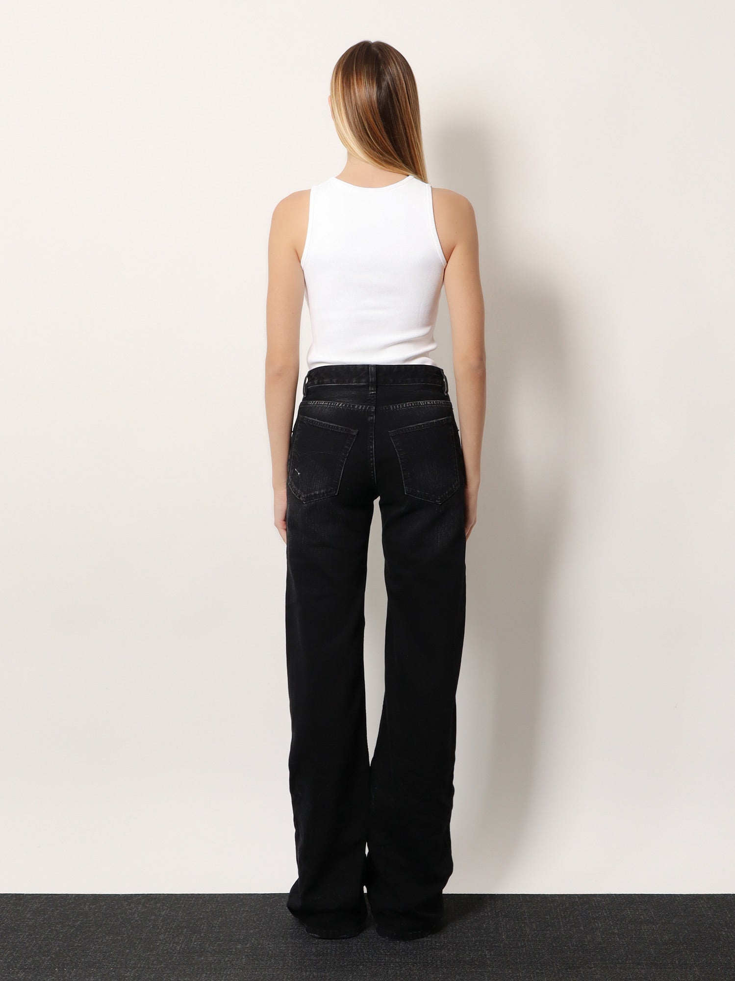 Balenciaga Women Wide Leg Black Denim Trousers