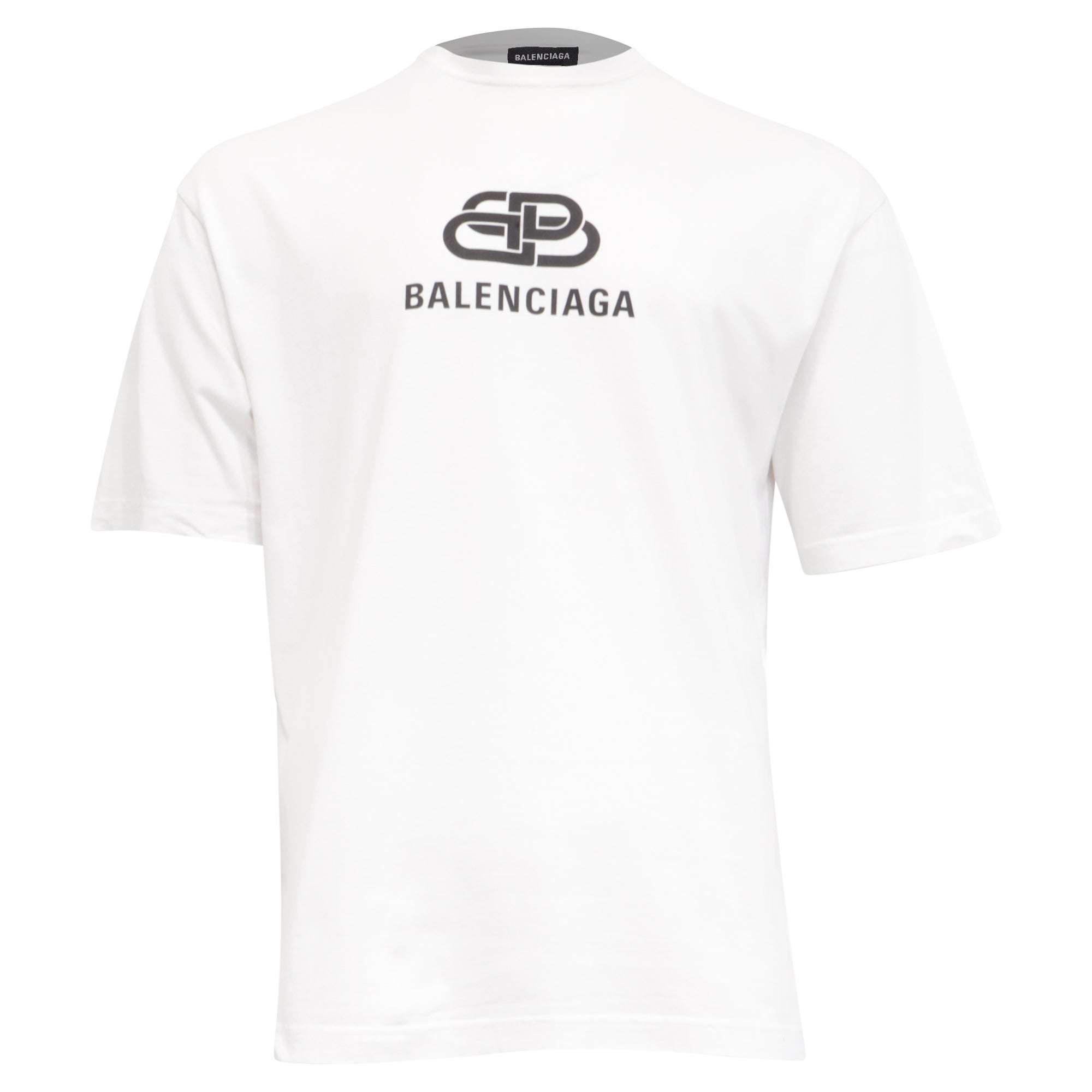 Balenciaga Interlocking BB Logo-Print T-Shirt in White Cotton women