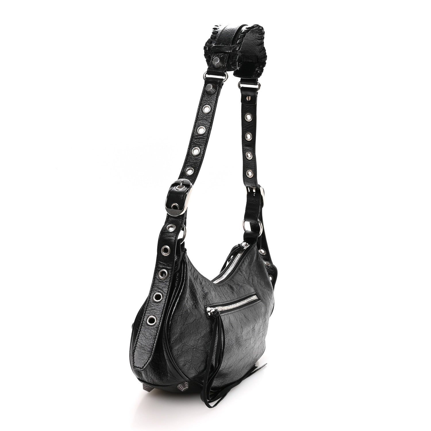 Agneau Arena Small Le Cagole Shoulder Bag Black
