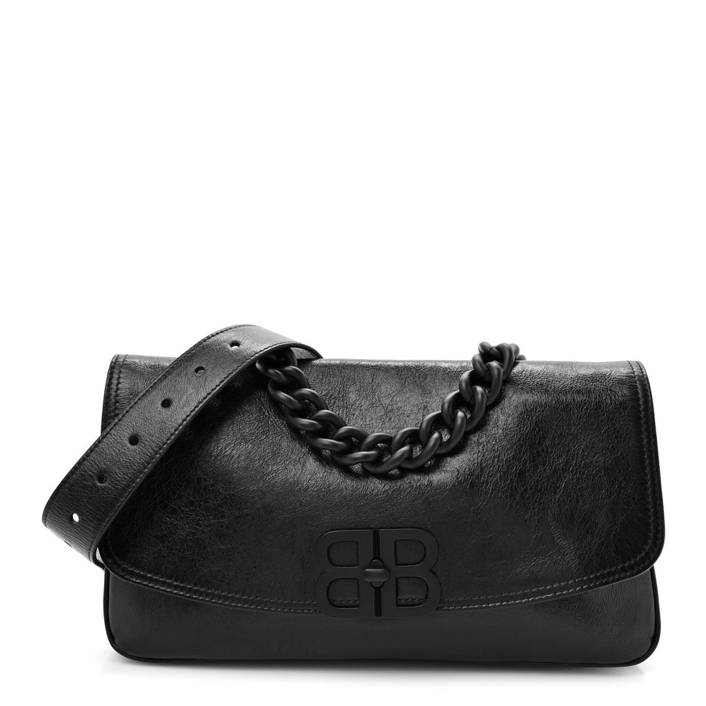 Calfskin Medium BB Soft Flap Bag Black