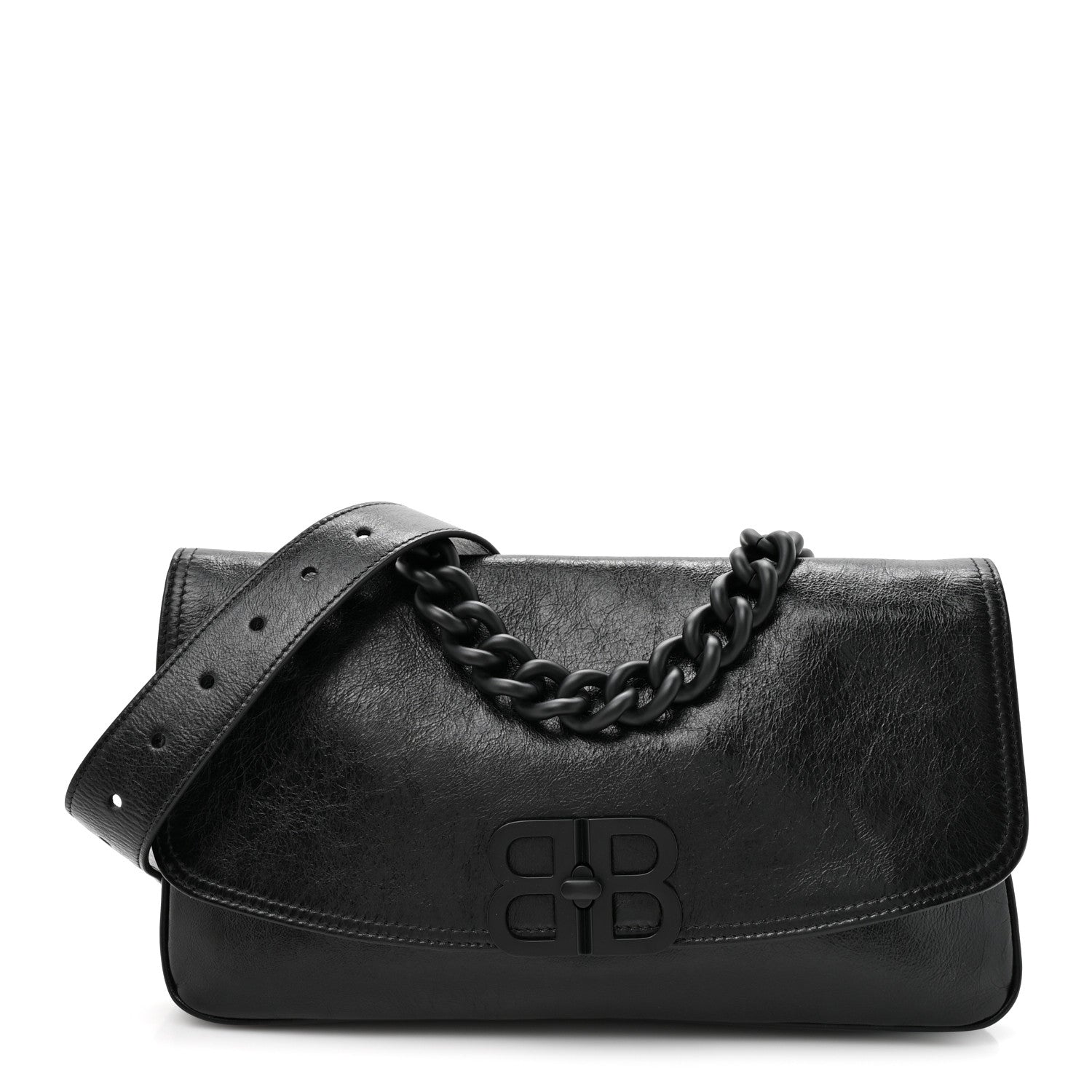 Calfskin Medium BB Soft Flap Bag Black