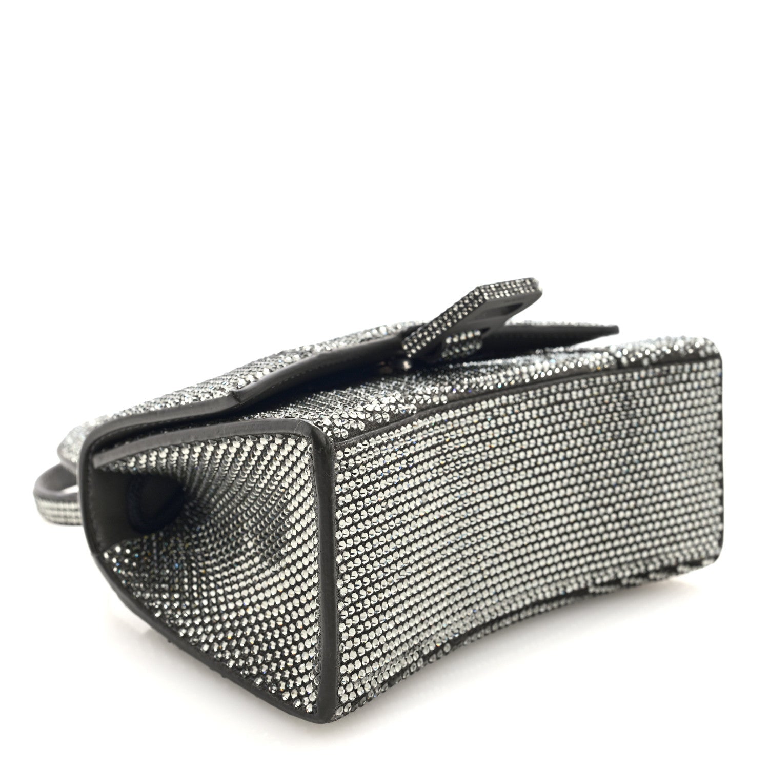 Strass Suede Hourglass Top Handle Bag XS Smoke Grey Crystal