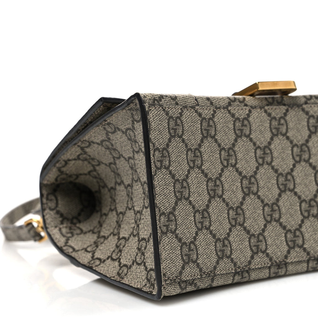 X GUCCI GG Supreme Monogram Small Hourglass Top Handle Bag Beige Ebony