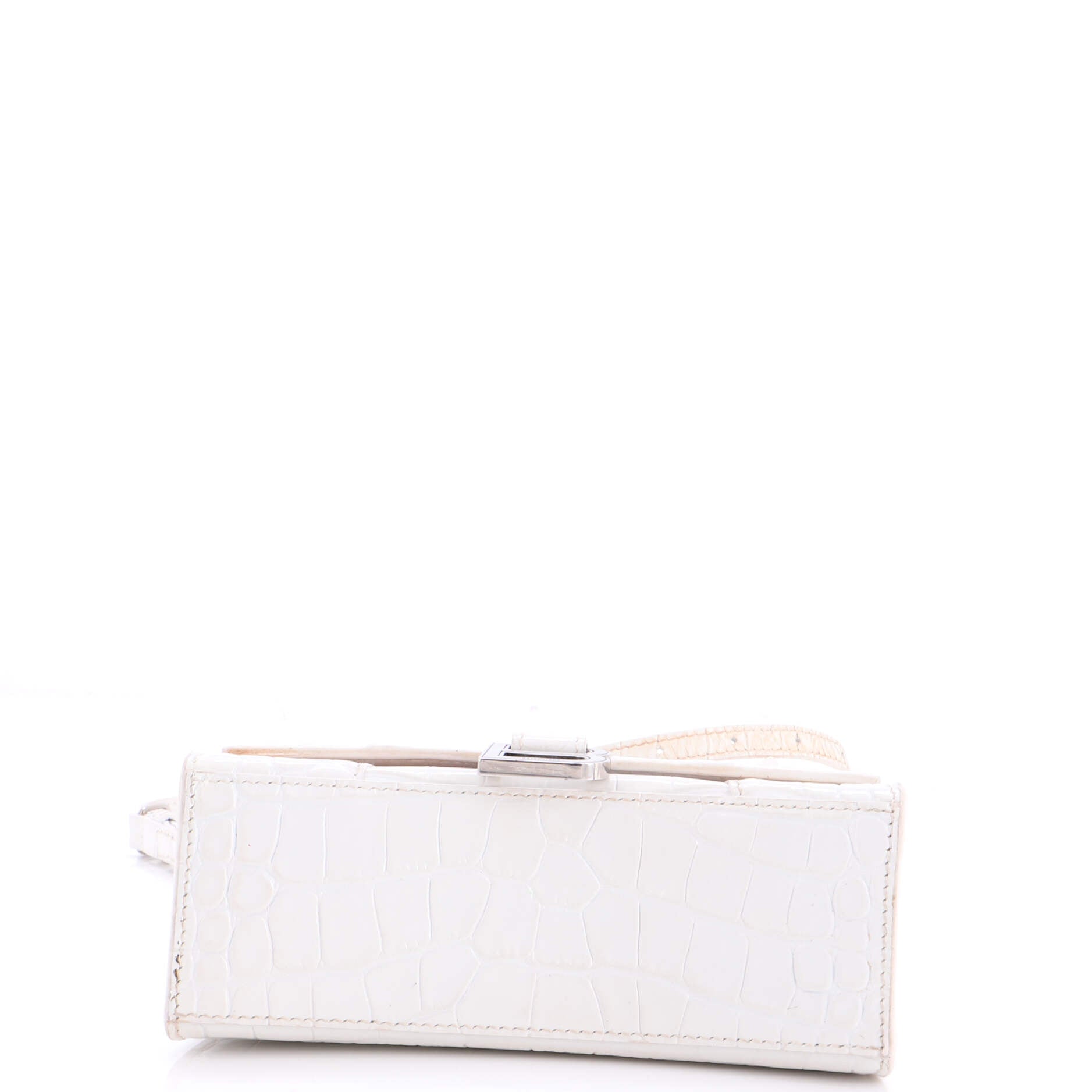 Hourglass Top Handle Bag Crocodile Embossed Leather XS
