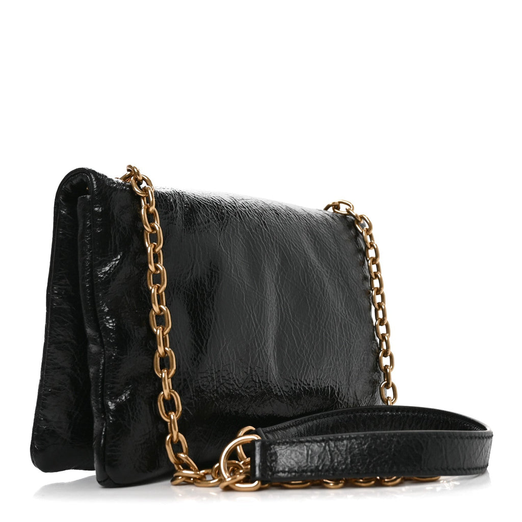 Arena Calfskin Puffy Monaco Chain Shoulder Bag  Black