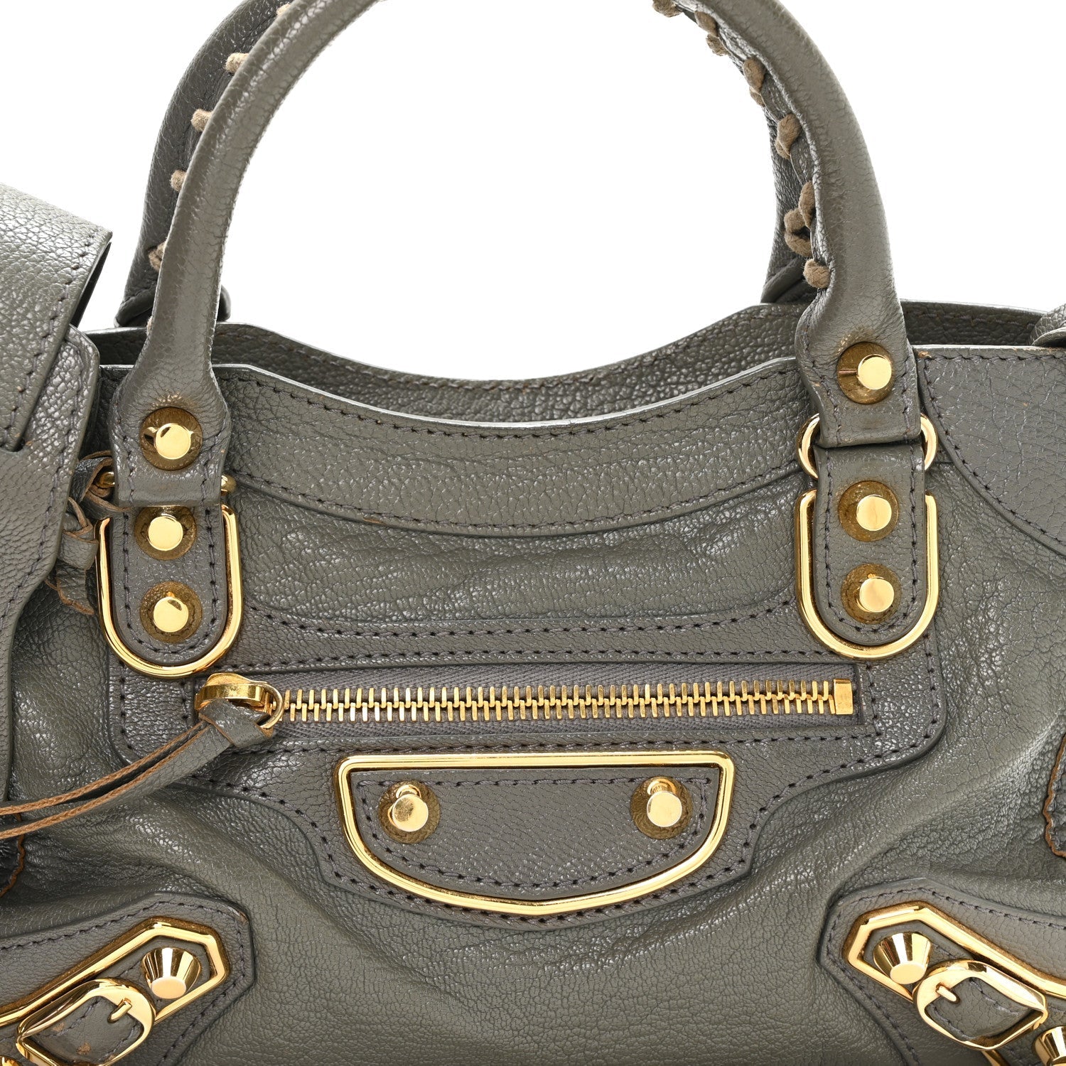 Chevre Gold Metallic Edge Hardware Mini City Gris Acier
