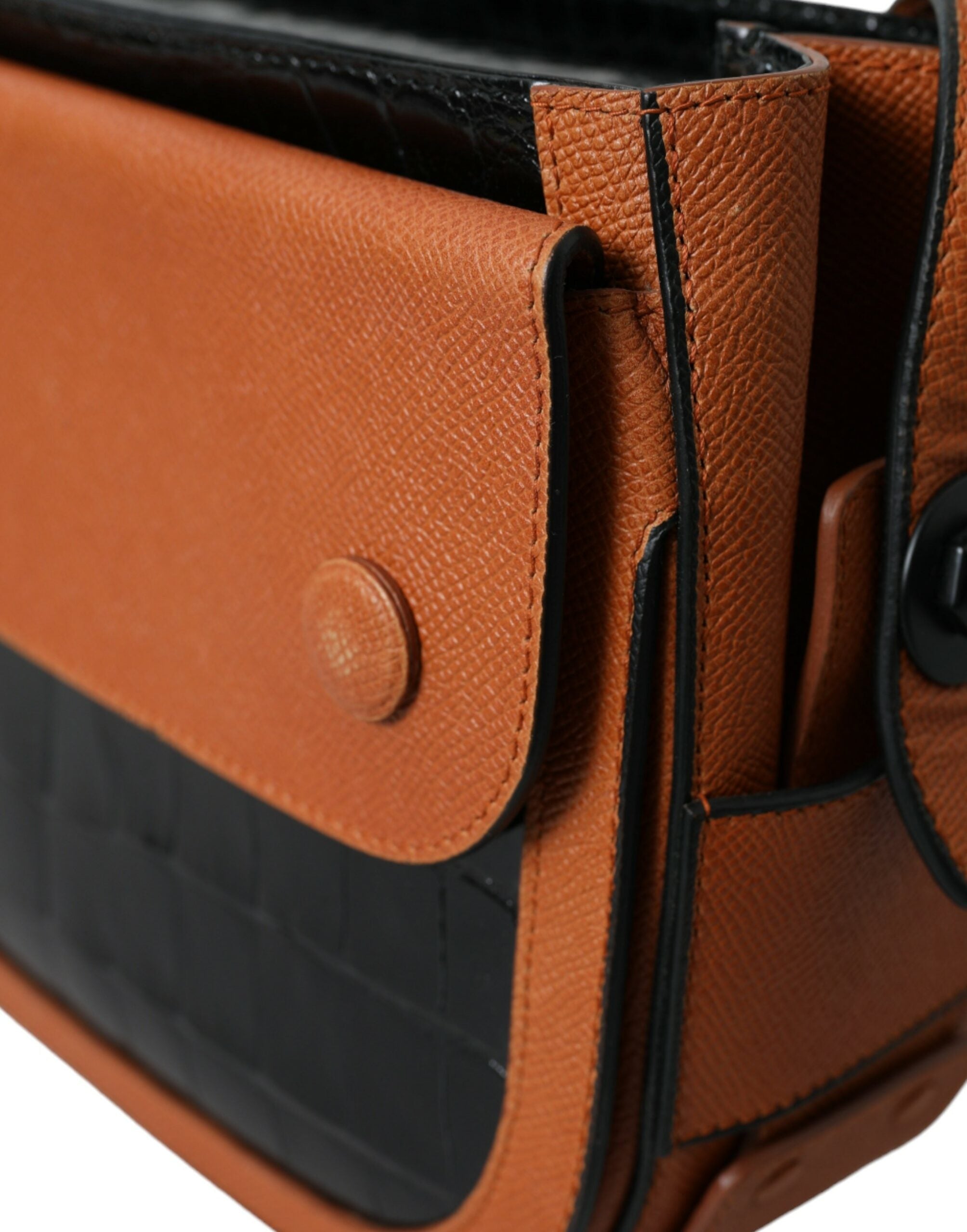 Black Brown Exotic Skin Leather Camera Bag