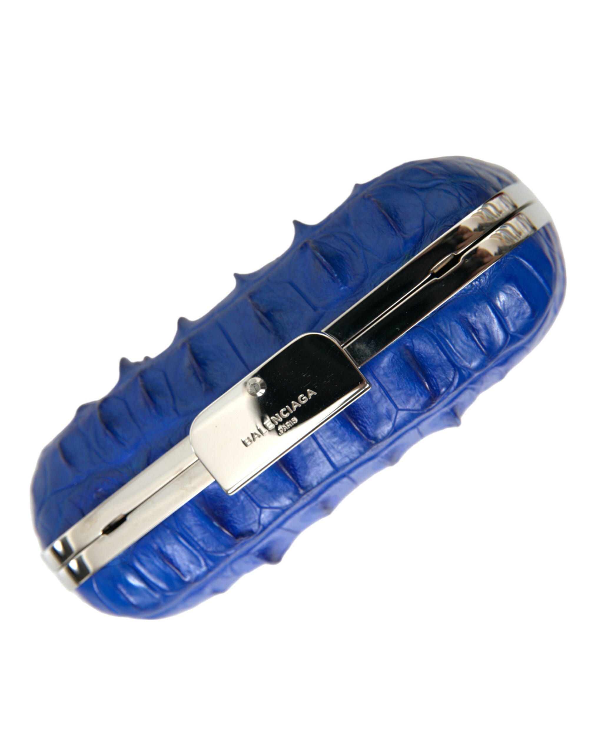 Blue Electrique Exotic Skin Shoulder Box Clutch