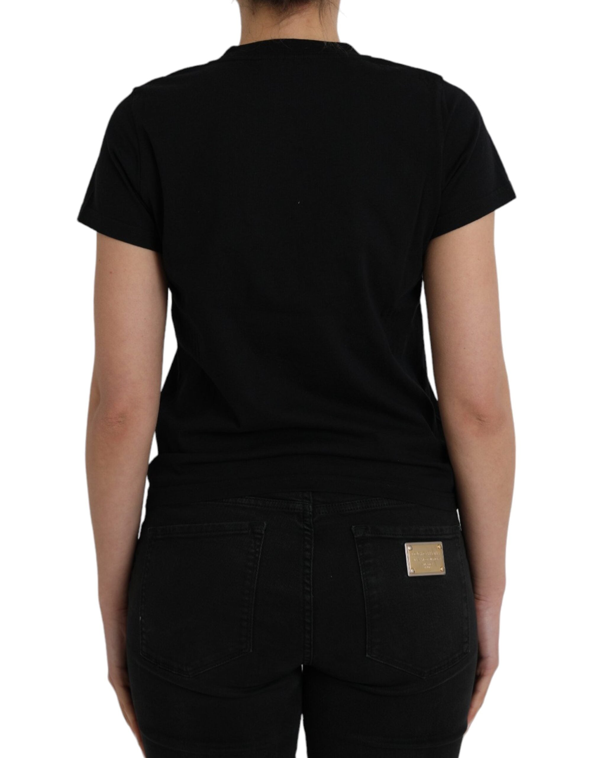 Balenciaga Black Cotton Logo Print Crew Neck Short Sleeves women T-shirt