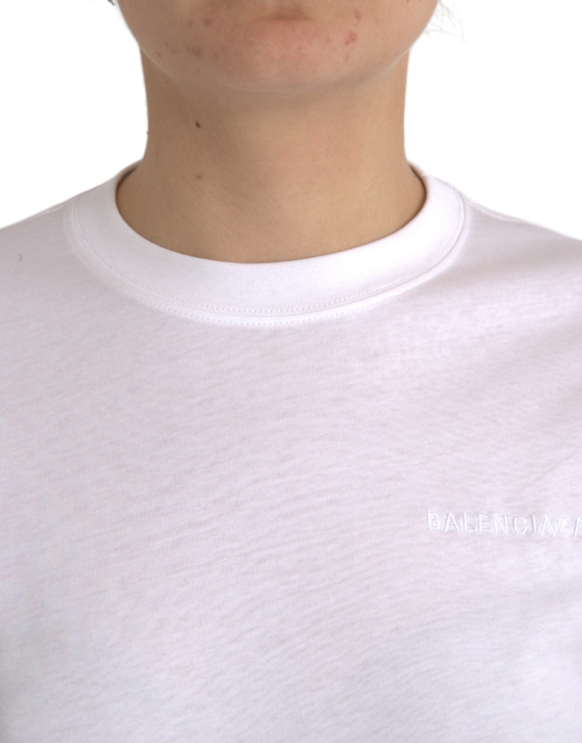 Balenciaga White Cotton Crew Neck Short Sleeves women T-shirt