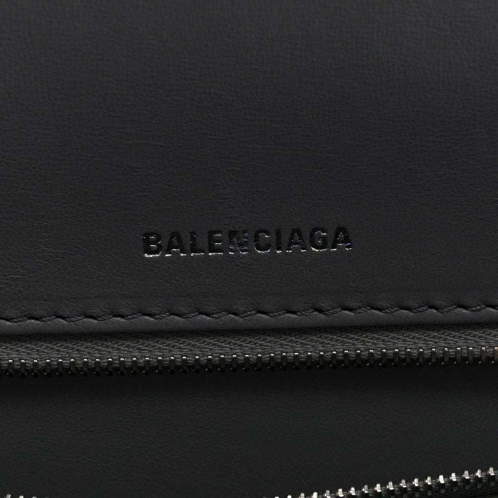 Shiny Calfskin Crocodile Embossed Medium Hourglass Top Handle Bag Balenciaga Grey