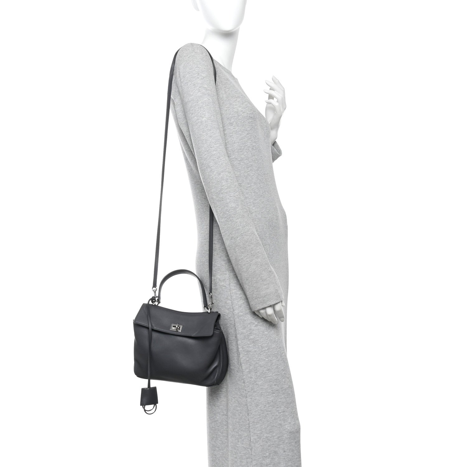 Natural Smooth Calfskin Mini Rodeo Top Handle Handbag Grey