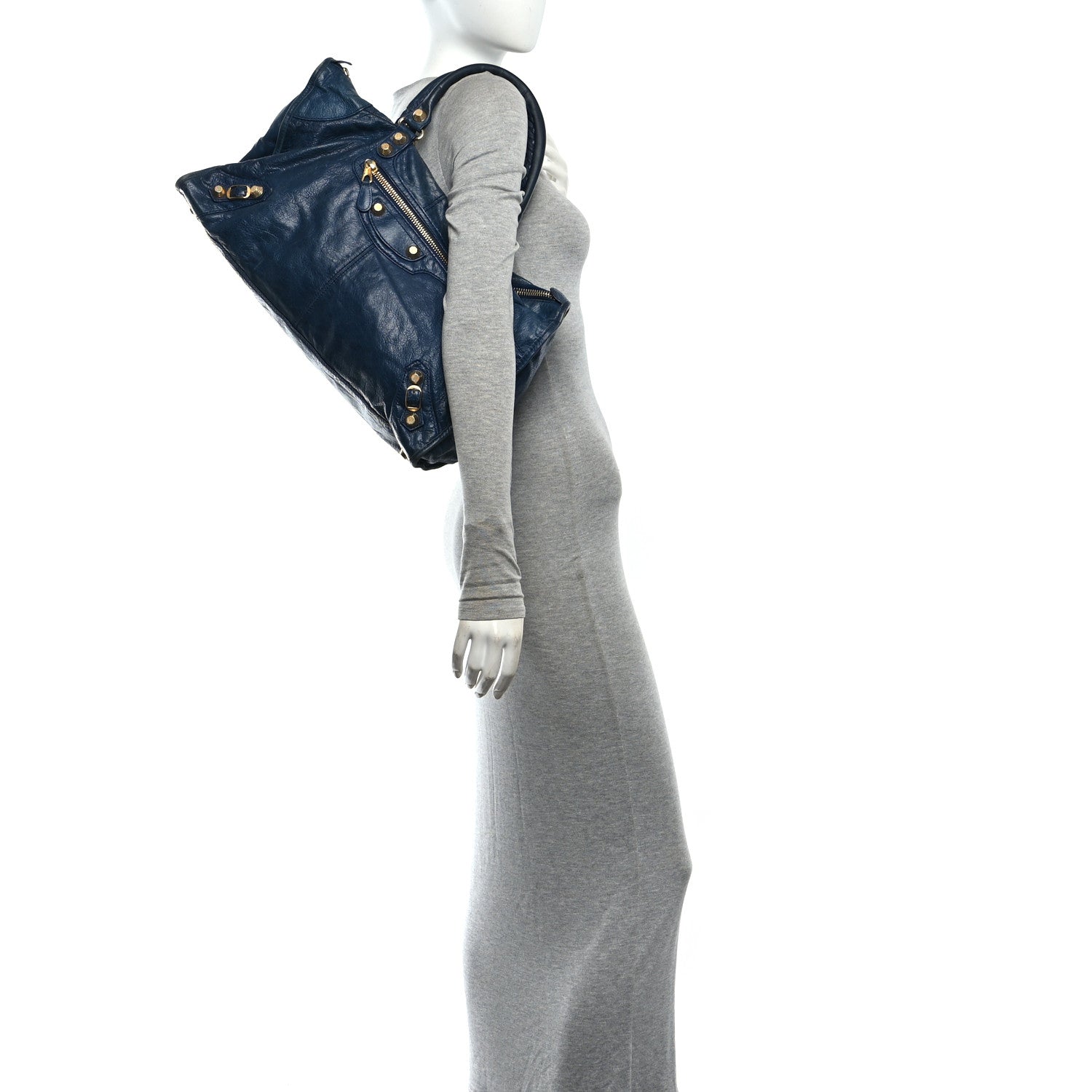 Agneau Giant 12 Gold Hardware Work Bleu Mineral