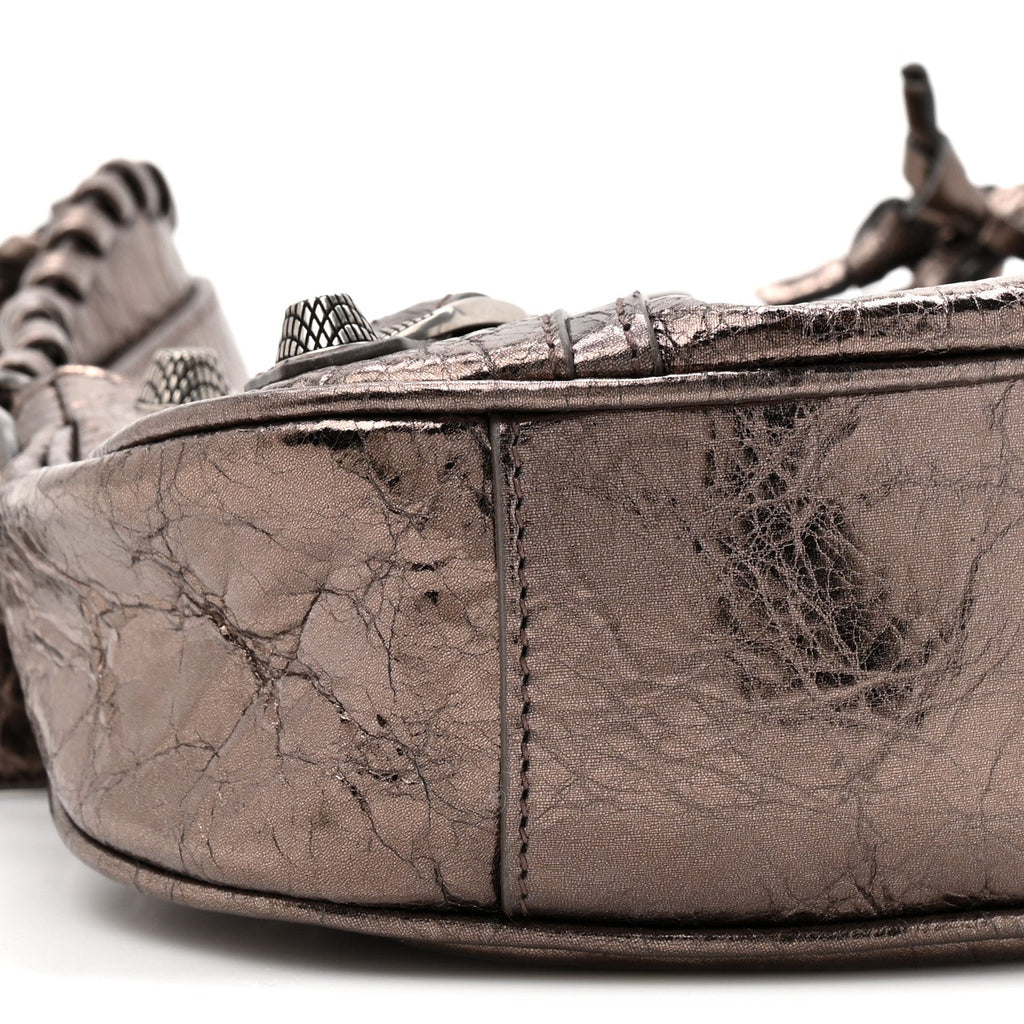 Metallic Agneau Arena Le Cagole Shoulder Bag XS Dark Bronze