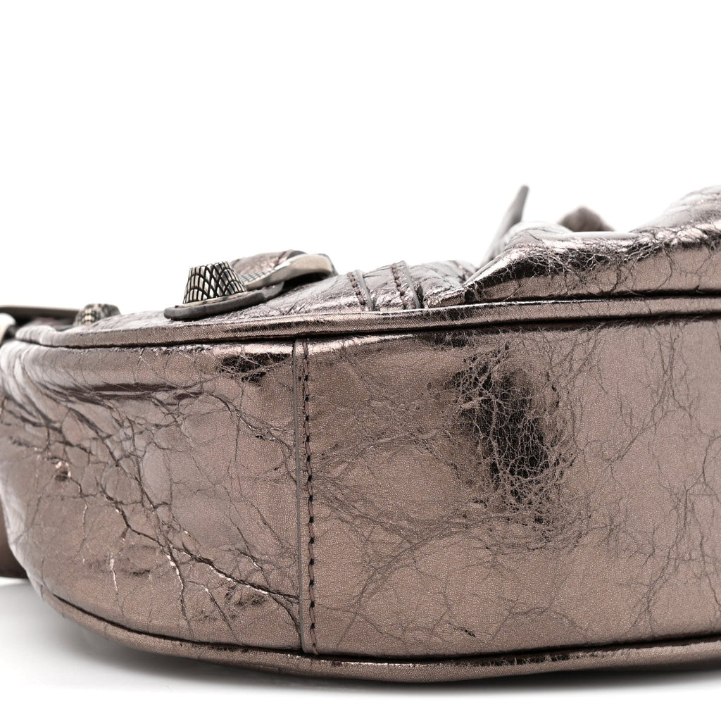 Metallic Agneau Arena Le Cagole Shoulder Bag XS Dark Bronze