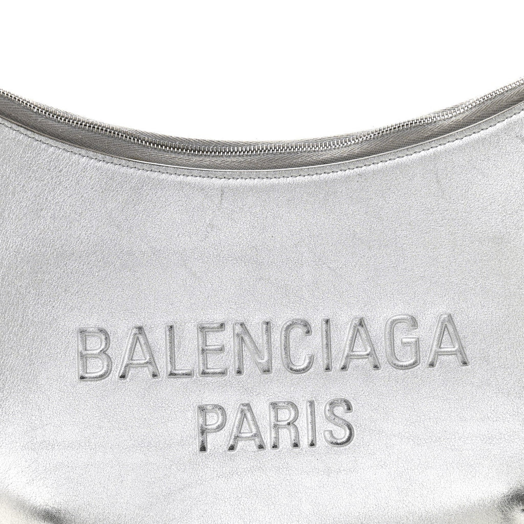 Metallic Calfskin Mary Kate Shoulder Bag Silver