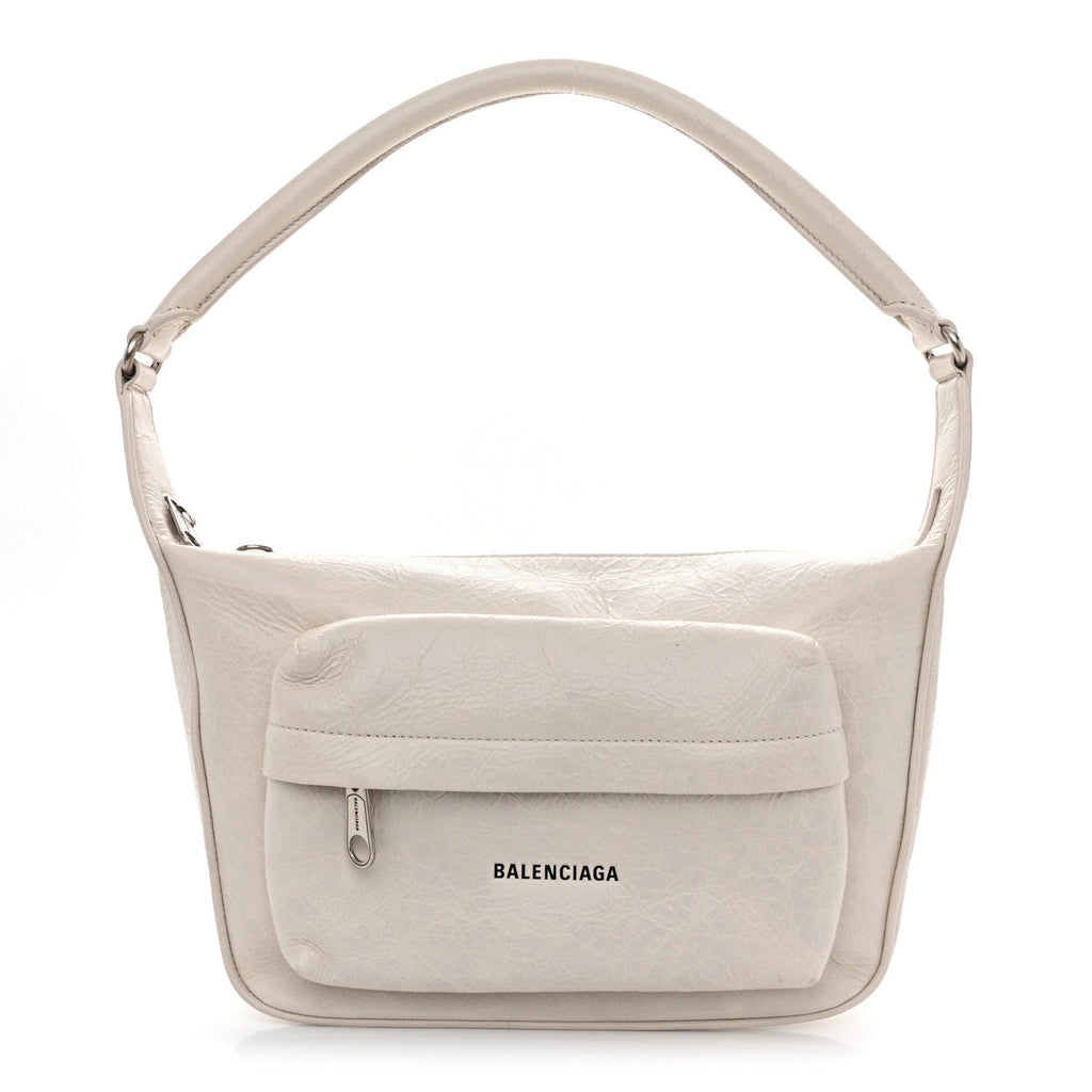 Arena Lambskin Raver Shoulder Bag Nacre