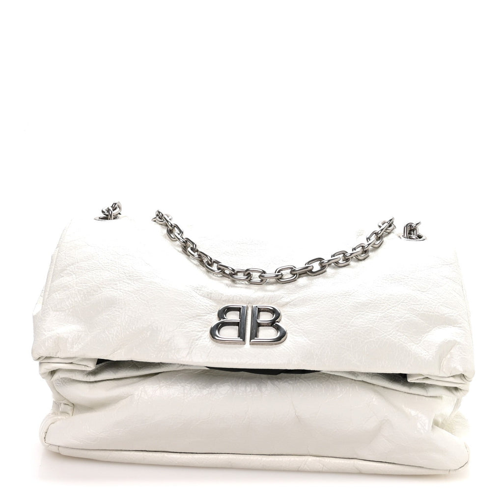 Arena Calfskin Nylon Medium Monaco Chain Shoulder Bag Optic White