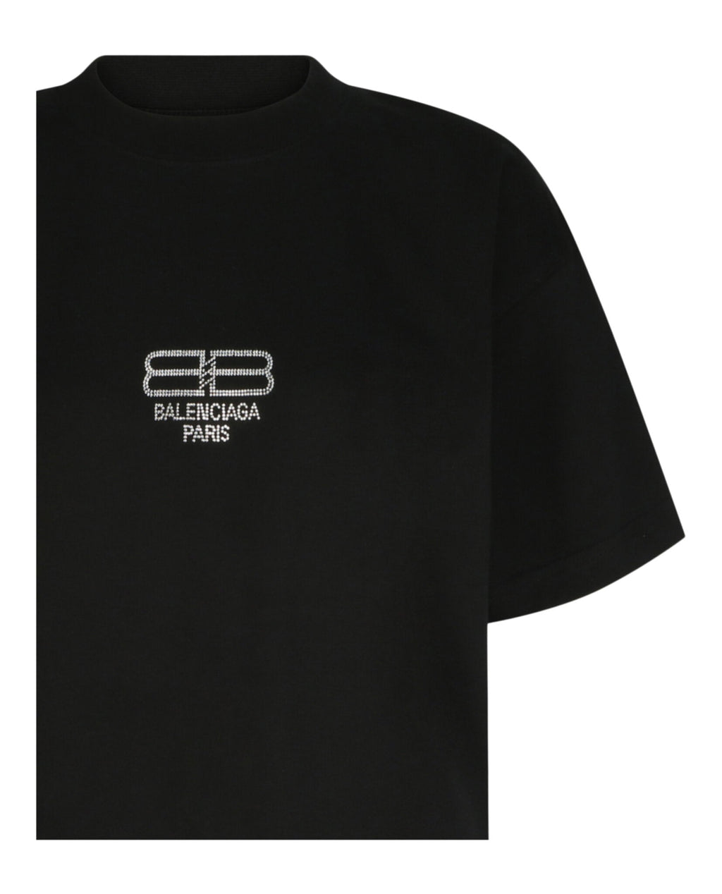 Balenciaga Womens BB Paris Rhinestone T-Shirt