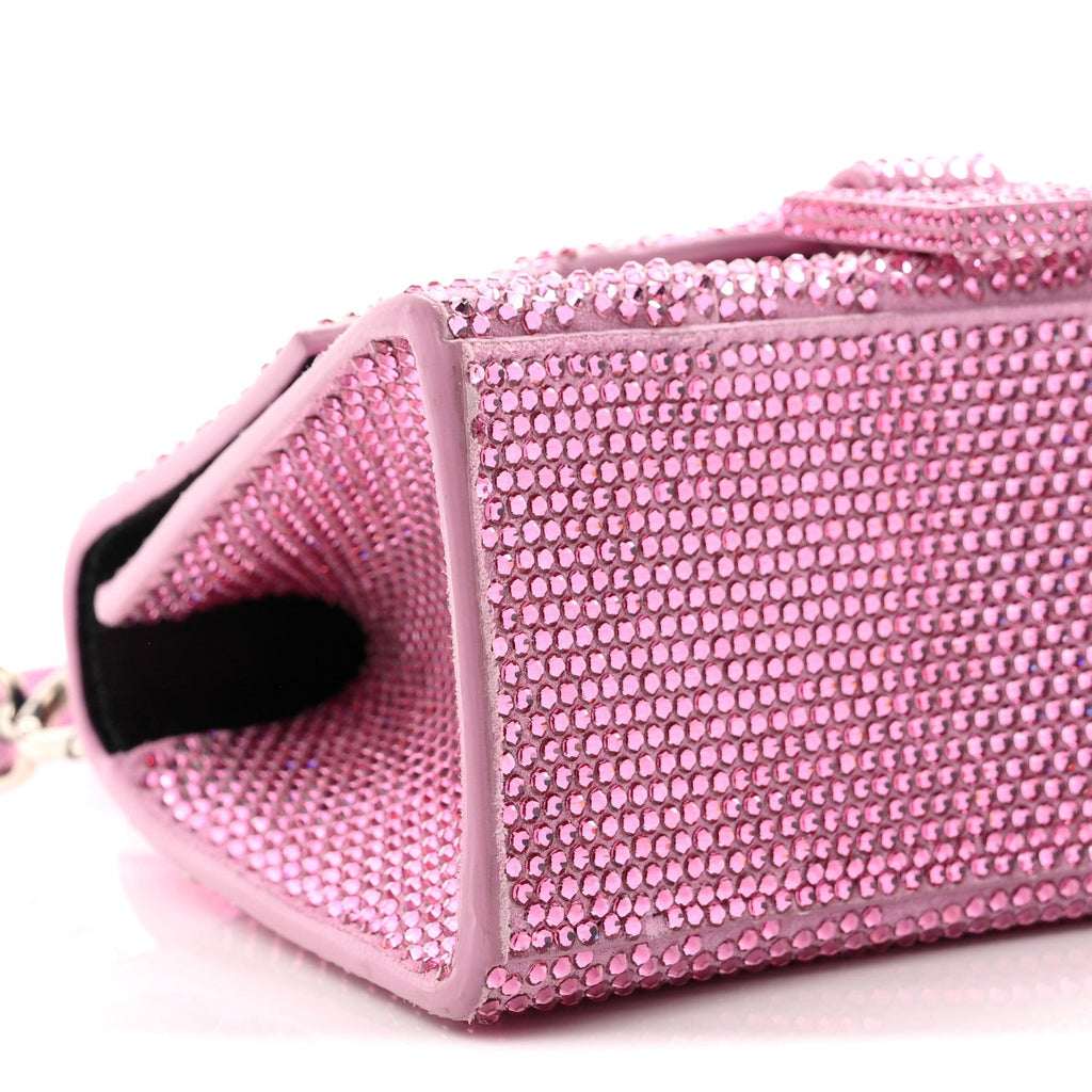 Strass Suede Hourglass Top Handle Bag XS Pink