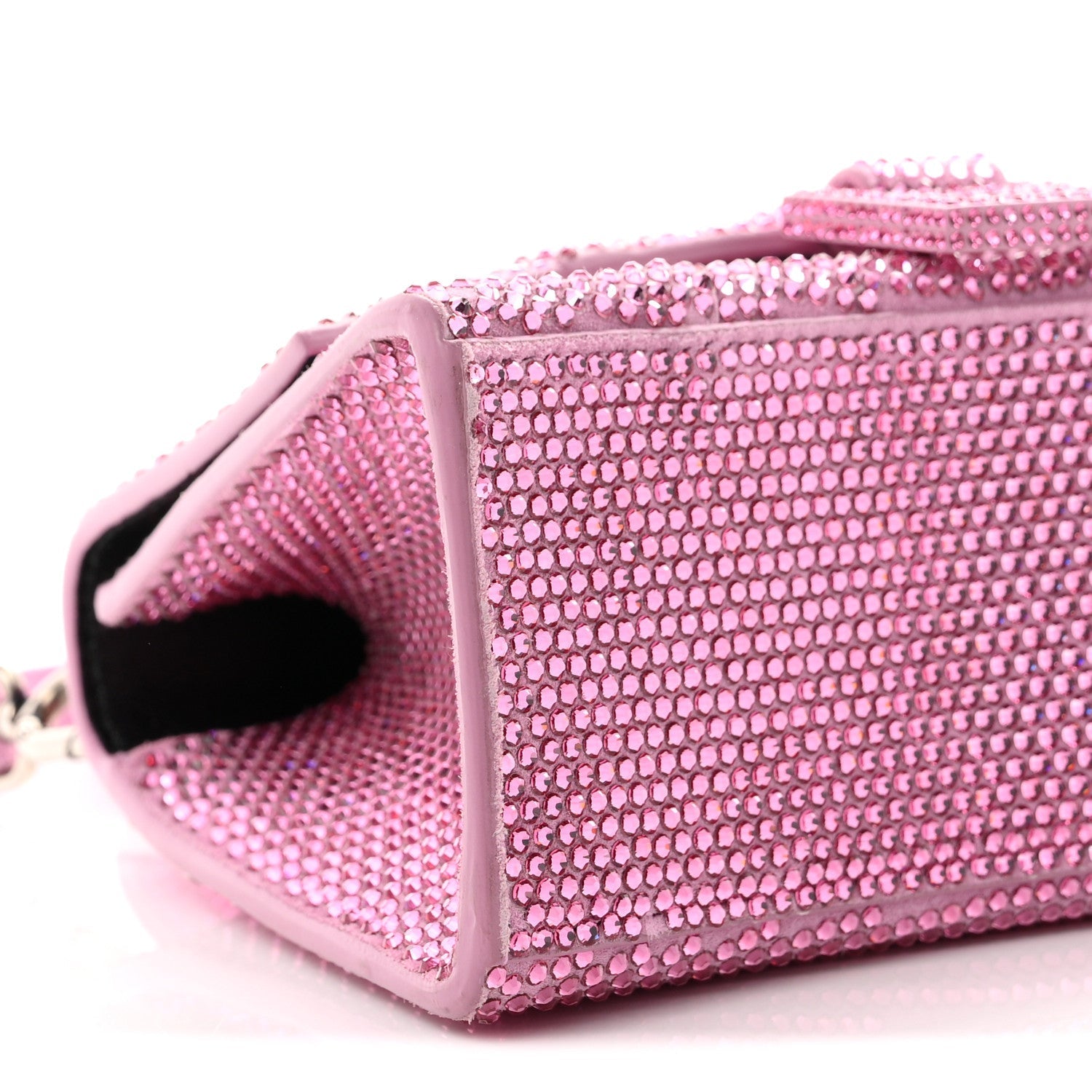Strass Suede Hourglass Top Handle Bag XS Pink