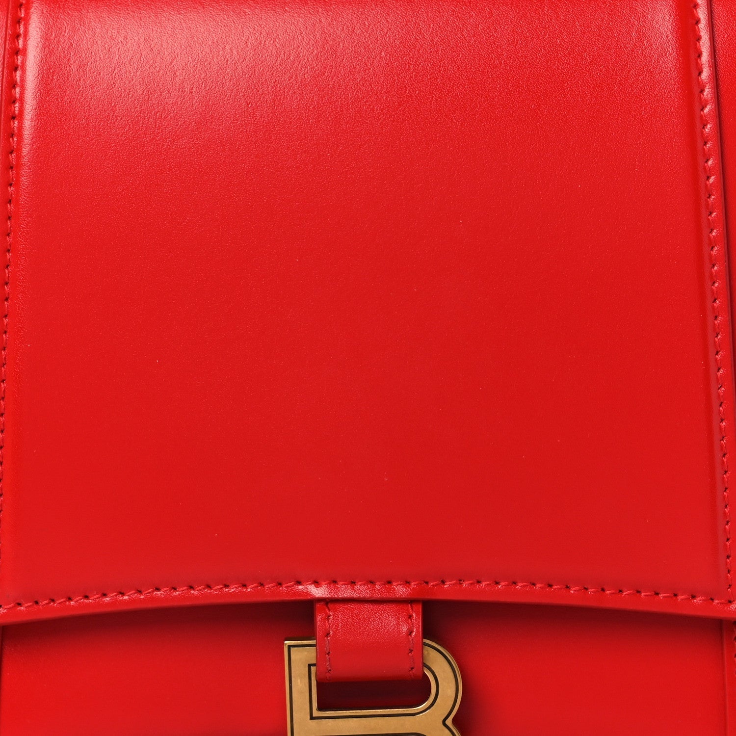 Shiny Box Calfskin Medium Hourglass Top Handle Bag Bright Red