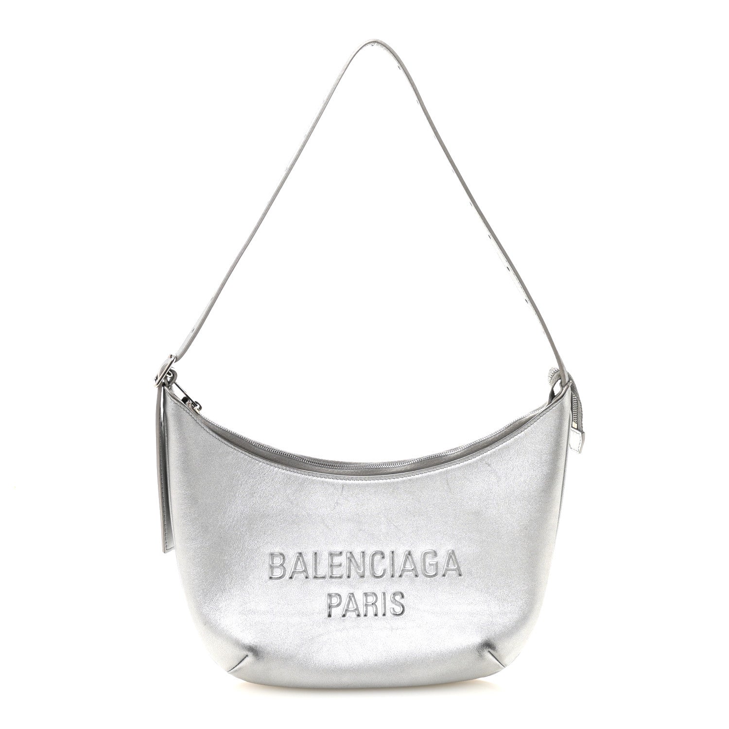 Metallic Calfskin Mary Kate Shoulder Bag Silver