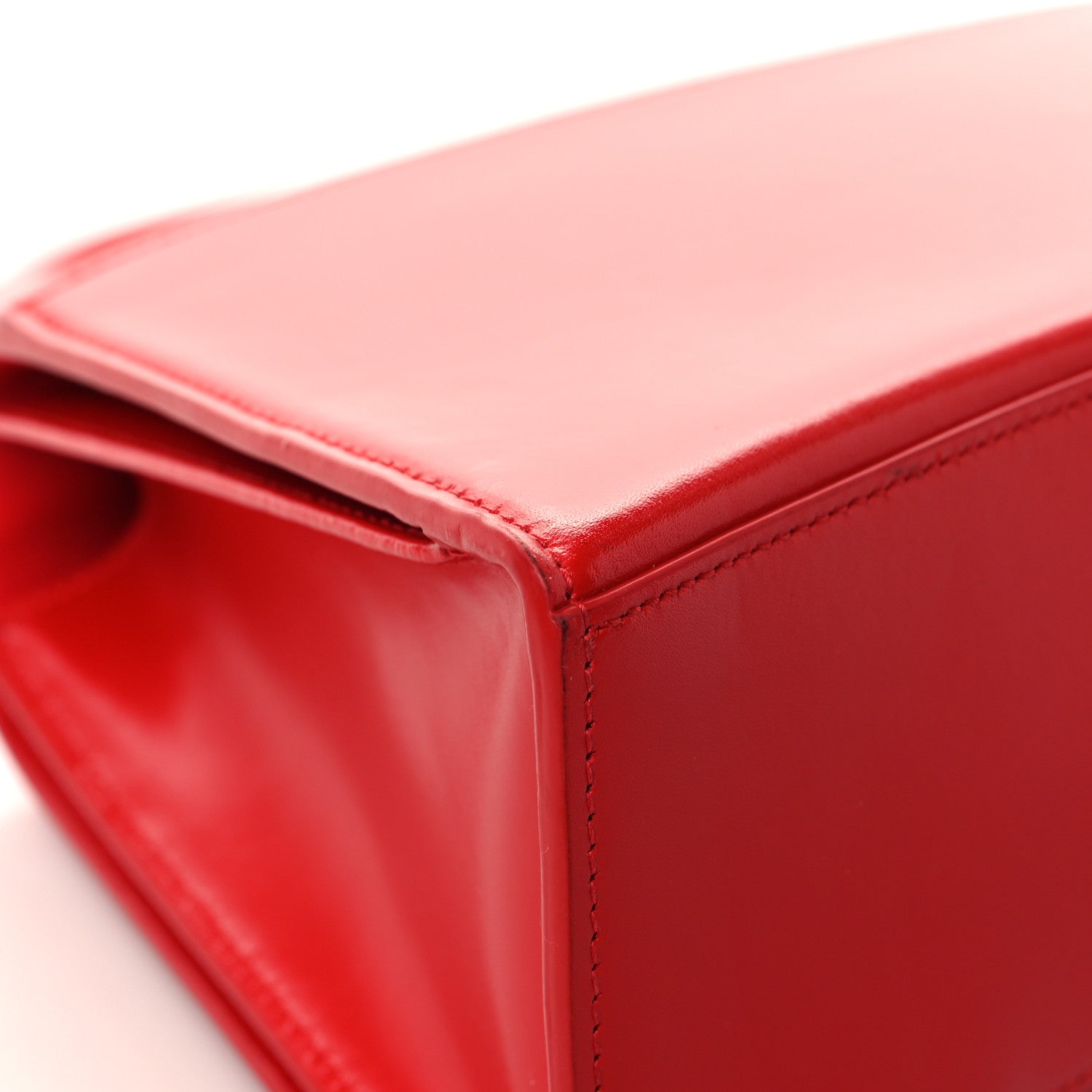 Shiny Box Calfskin Medium Hourglass Top Handle Bag Bright Red
