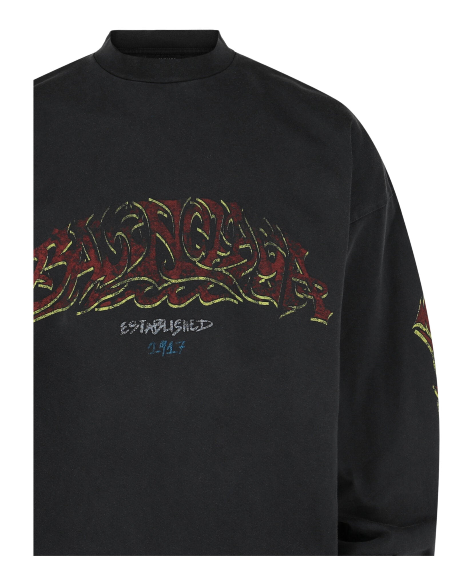 Balenciaga Mens Graphic Long Sleeve T-Shirt