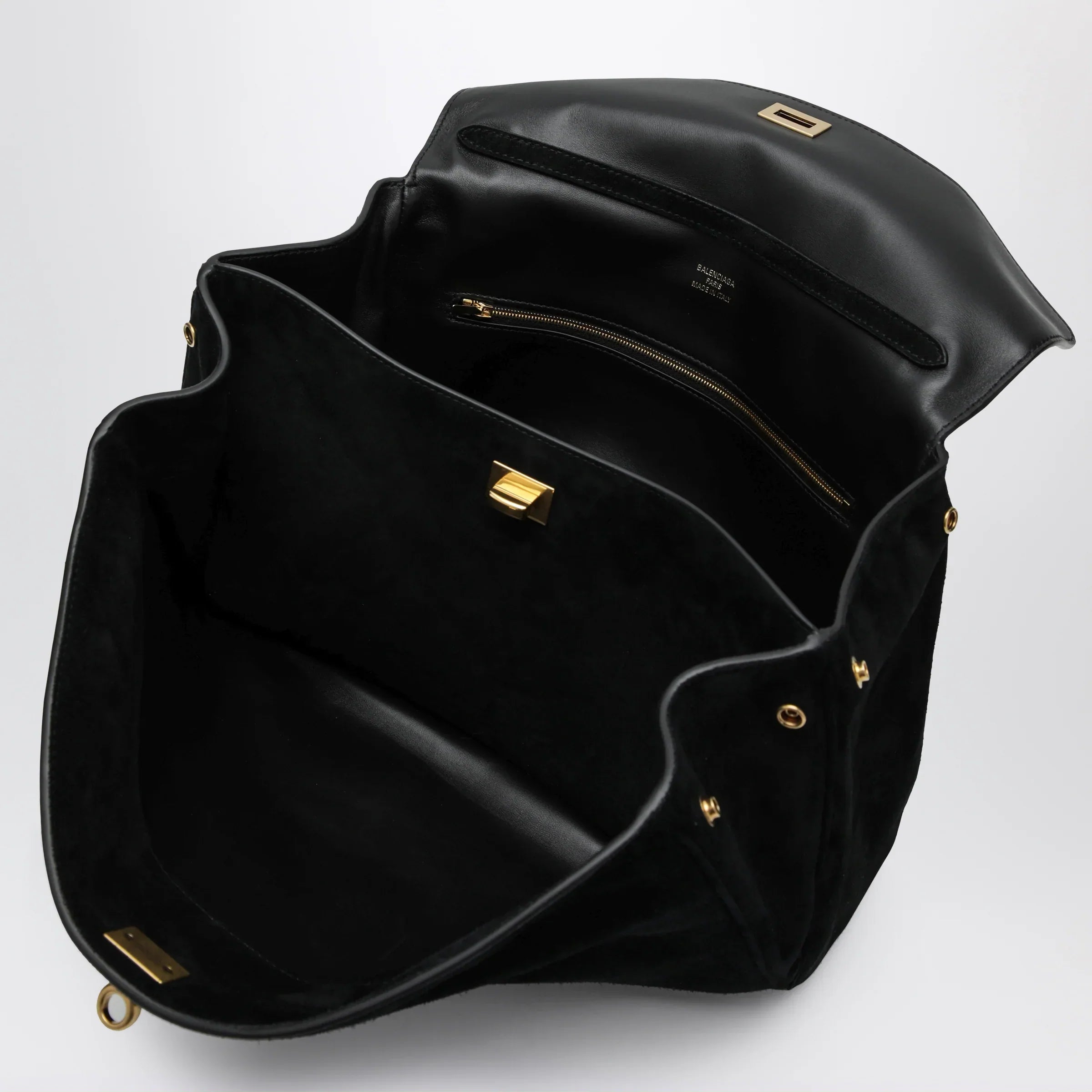 Balenciaga - Medium Rodeo bag in suede calfskin, black