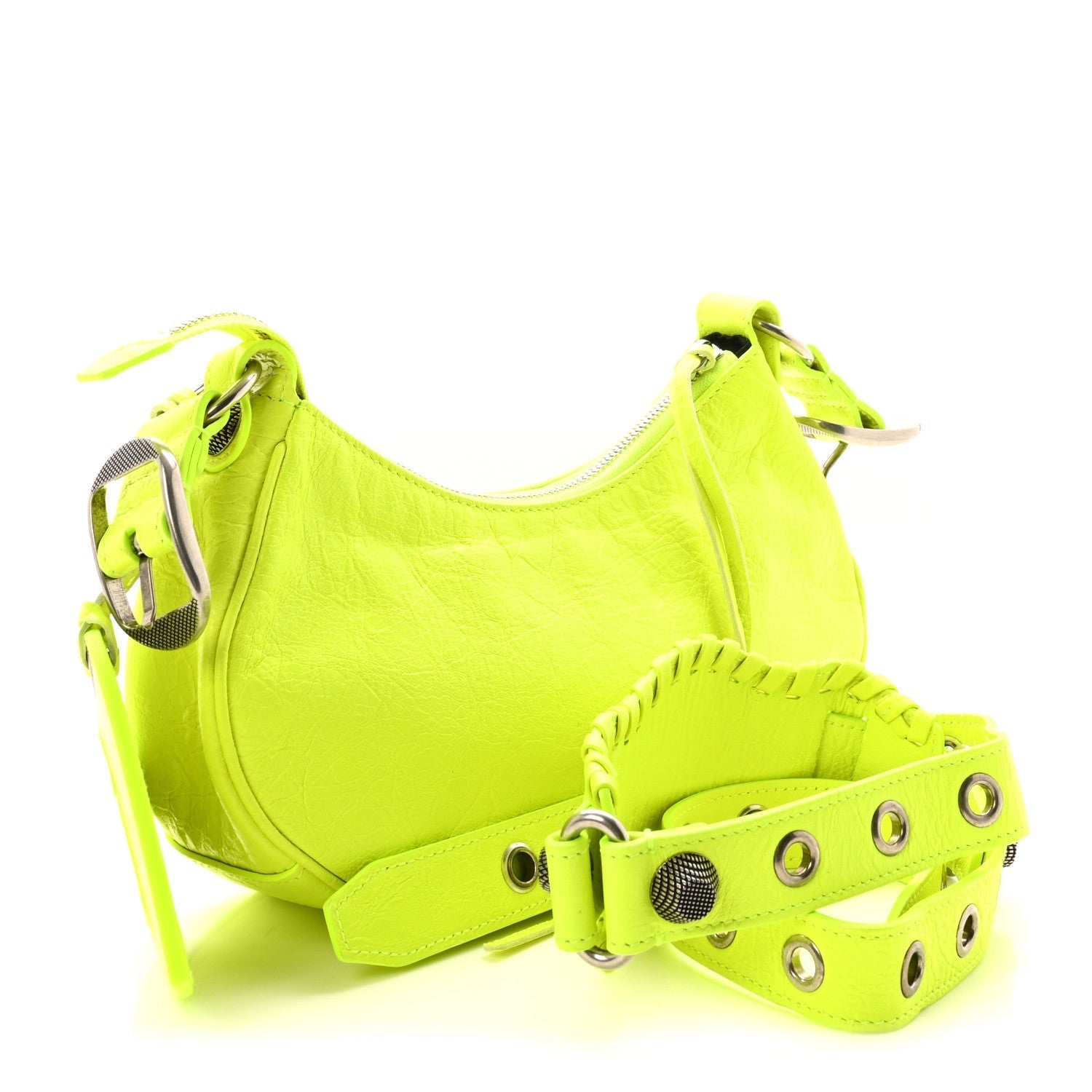 Agneau Arena Le Cagole Shoulder Bag XS Fluo Yellow
