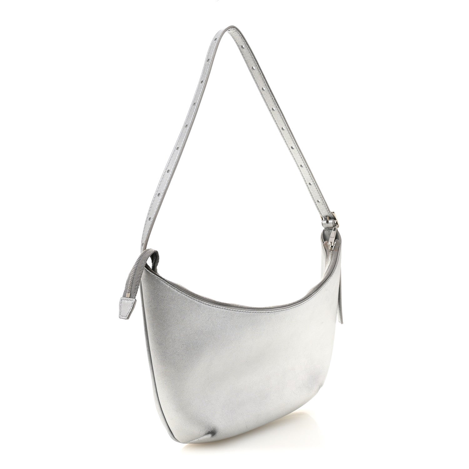 Metallic Calfskin Mary Kate Shoulder Bag Silver