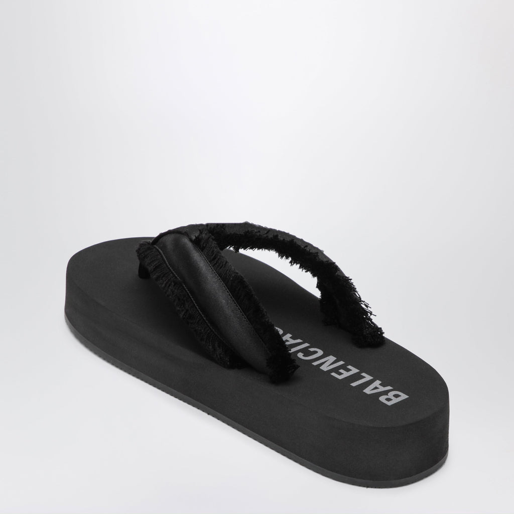 Balenciaga Jet Lag Thong Sandals In Black Satin Women