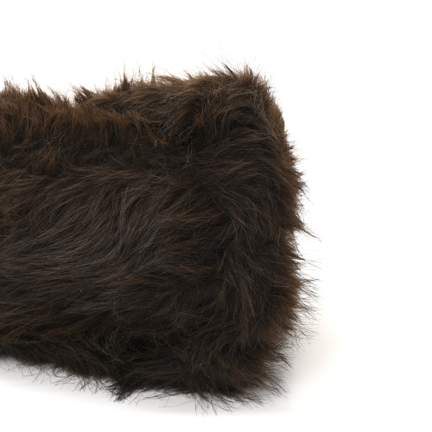 Faux Fur Medium Crush Chain Bag Brown