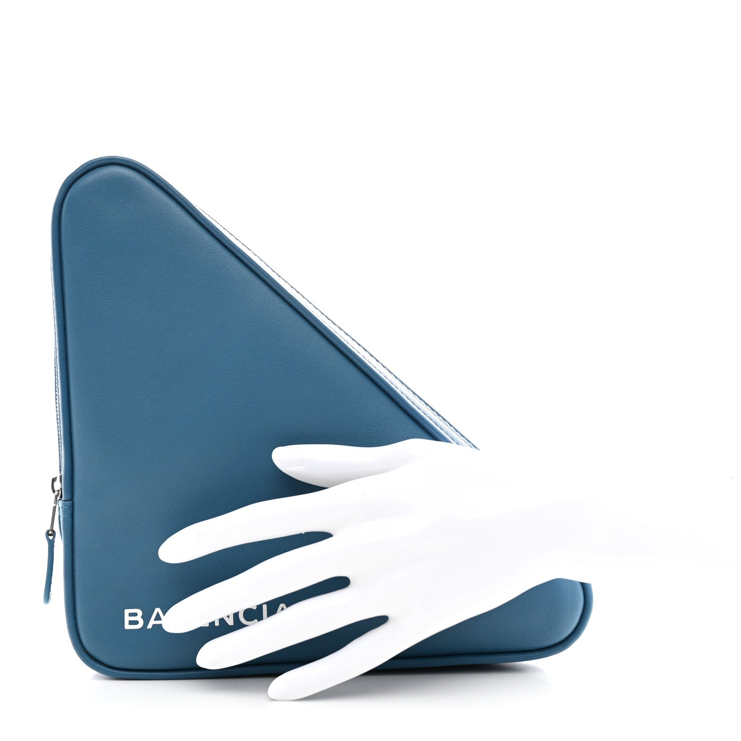 Calfskin M Triangle Pouch Bleu Persan